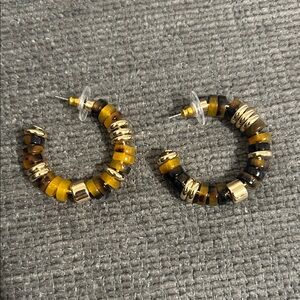 LOFT Gold and Brown Beaded Earrings